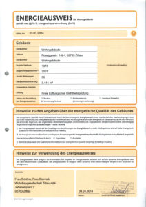 Energieausweis der Immobilie