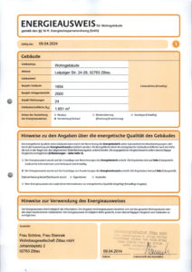 Energieausweis der Immobilie