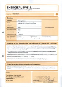 Energieausweis der Immobilie