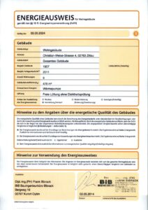 Energieausweis der Immobilie