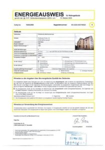 Energieausweis mit den Gebäudedaten