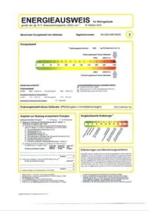 Energieausweis mit den Verbrauchsdaten
