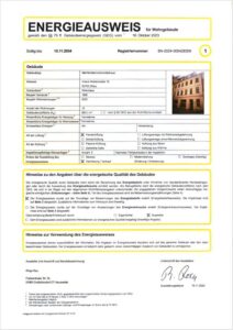 Energieausweis der Immobilie
